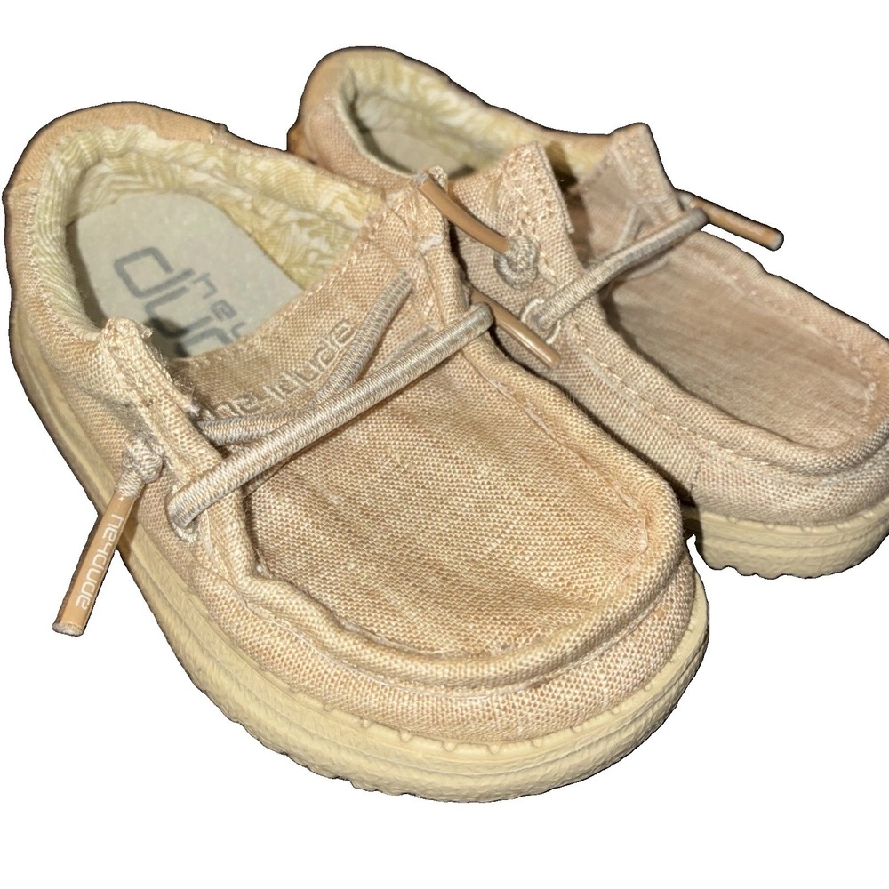Hey Dude Toddler Boy Wally Linen Beige US K5 EU 21 Neutral Comfort Shoes